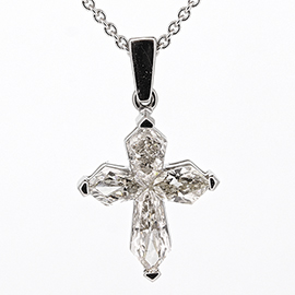 18K White Gold Cross Pendant : 1.08 cttw Diamonds