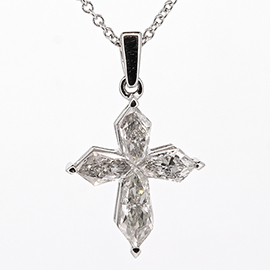 18K White Gold Cross Pendant : 1.16 cttw Diamonds