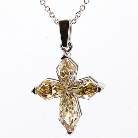 18K White Gold Cross Pendant : 1.52 cttw Diamonds