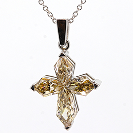 18K White Gold Cross Pendant : 1.52 cttw Diamonds