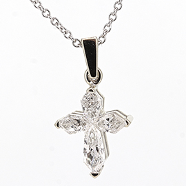 18K White Gold Cross Pendant : 0.62 cttw Diamonds