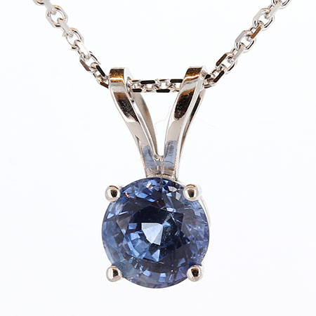 14K White Gold Solitaire Pendant : 1.00 ct Sapphire