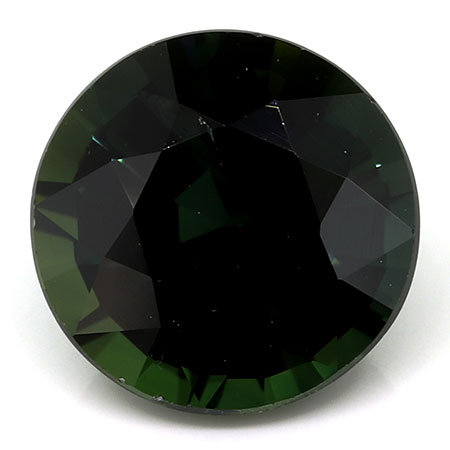 1.68 ct Round Green Sapphire : Deep Green