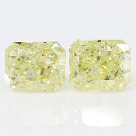 0.50 cttw Pair of  Radiant Diamond : Fancy Yellow / VS2