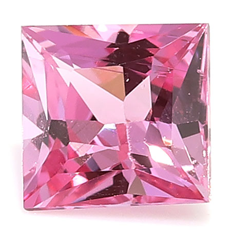 0.40 ct Princess Cut Pink Sapphire : Rich Pink