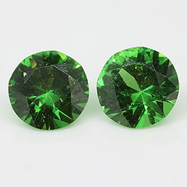 0.70 cttw Fine Green Pair of Round Natural Tsavorites