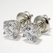 18K White Gold Basket Style 1.50cttw Diamond Stud Earrings