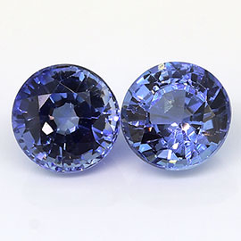 1.43 cttw Pair of Round Blue Sapphires : Rich Blue