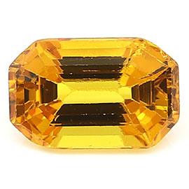 0.70 ct Emerald Cut Yellow Sapphire : Golden Orange