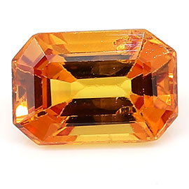 0.78 ct Emerald Cut Yellow Sapphire : Rich Orange