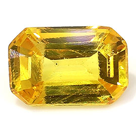0.64 ct Emerald Cut Yellow Sapphire : Orangish Yellow