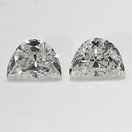 0.89 cttw Pair of Half Moon Natural Diamonds : G / SI1
