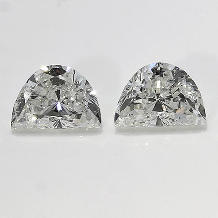 0.89 cttw Pair of Half Moon Diamonds : G / SI1