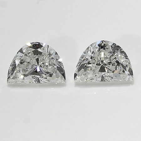 0.89 cttw Pair of Half Moon Natural Diamonds : G / SI1