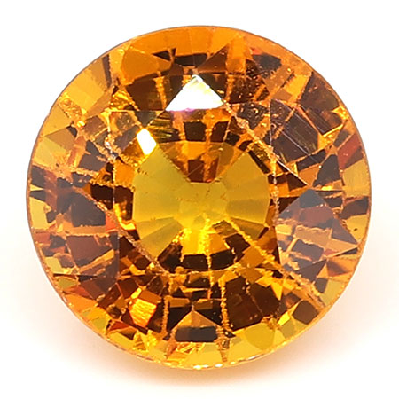 1.08 ct Round Yellow Sapphire : Deep Orange