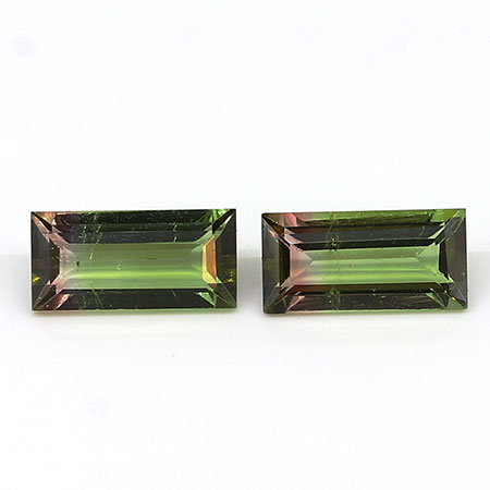 1.18 cttw Watermelon Pair of Baguette Natural Tourmalines