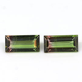 1.18 cttw Watermelon Pair of Baguette Natural Tourmalines