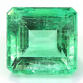 1.90 ct Fine Grass Green Natural Emerald Cut Natural Emerald