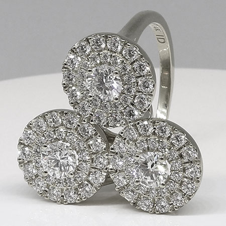 14K White Gold Multi Stone Ring : 3.50 cttw Diamonds