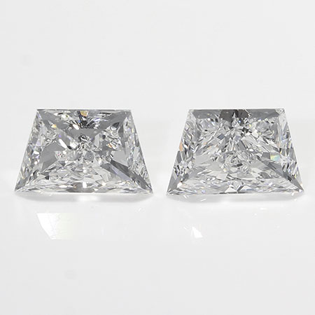 0.80 cttw Pair of Trapezoid Brilliant Cut Diamonds : E / VVS2