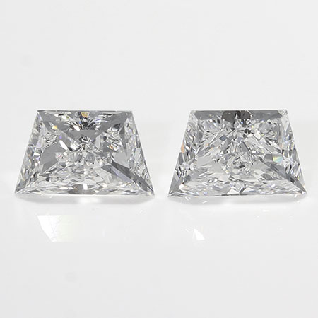 0.80 cttw Pair of Trapezoid Brilliant Cut Natural Diamonds : E / VVS2