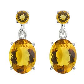 18K White Gold Floating Earrings : 4.50 cttw Citrines