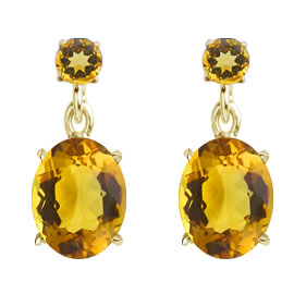 18K Yellow Gold Floating Earrings : 4.50 cttw Citrines