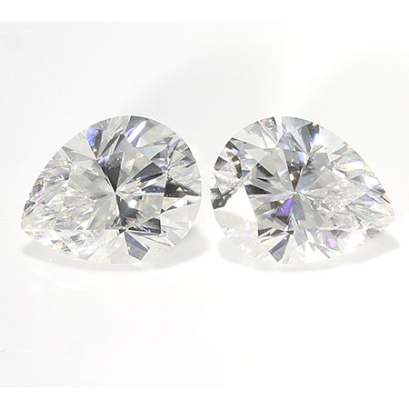 3.18 cttw Pair of Pear Shape Moissanites : White