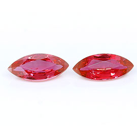 1.66 cttw Pair of Marquise Rubies : Fiery Red