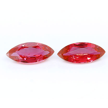 1.66 cttw Pair of Marquise Rubies : Fiery Red