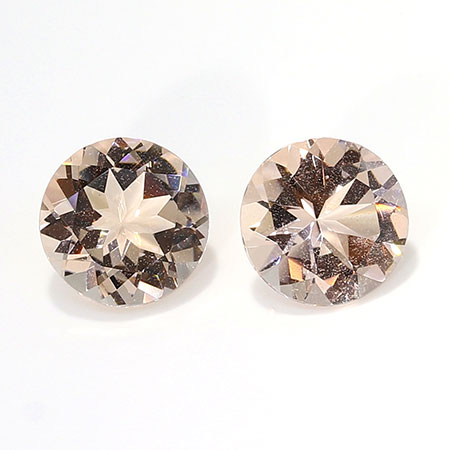 2.10 cttw Light Pink Pair of Round Natural Morganites