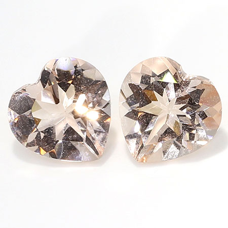 2.04 cttw Light Pink Pair of Heart Shape Natural Morganites