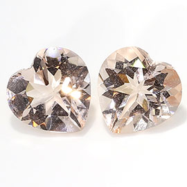 2.04 cttw Pair of Heart Shape Morganites : Light Pink