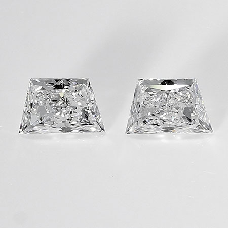 0.35 cttw Pair of Trapezoid Brilliant Cut Diamonds : D / VVS2