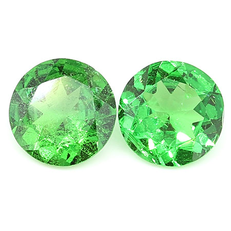 0.82 cttw Pair of Round Tsavorites : Fine Green