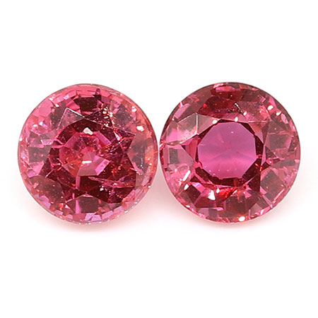 1.11 cttw Pinkish Red Pair of Round Rubies