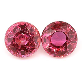 1.11 cttw Pair of Round Rubies : Pinkish Red