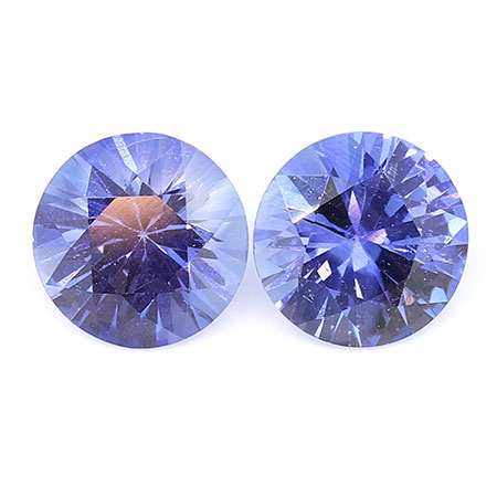1.69 cttw Pair of Round Blue Sapphires : Rich Blue