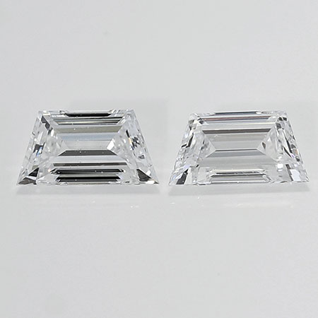 0.51 cttw Pair of Trapezoid Natural Diamonds : D / VS1