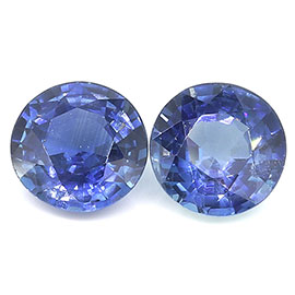 2.30 cttw Fine Royal Blue Pair of Round Natural Blue Sapphires