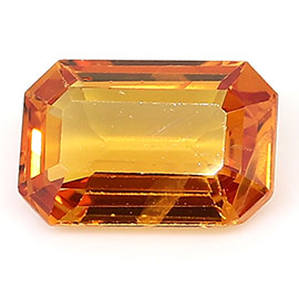 0.61 ct Emerald Cut Sapphire : Rich Orange