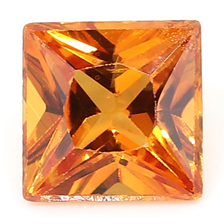 0.40 ct Princess Cut Yellow Sapphire : Rich Orange