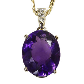 14K Yellow Gold Drop Pendant : 4.04 cttw Amethyst & Diamonds