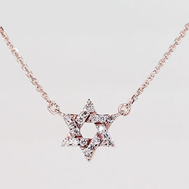 14K Rose Gold Star of David Pendant : 0.10 cttw Diamonds