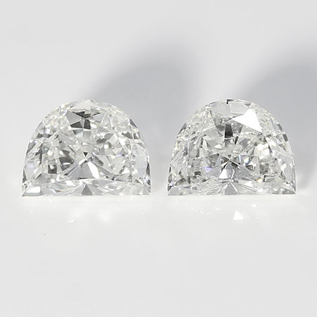 0.58 cttw Pair of Half Moon Natural Diamonds : H / VS2