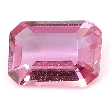 0.75 ct Emerald Cut Pink Sapphire : Rich Pink