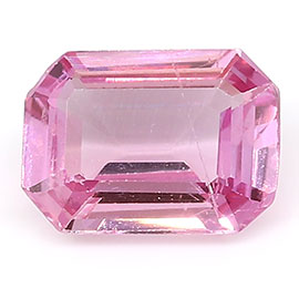 0.92 ct Emerald Cut Pink Sapphire : Rich Pink