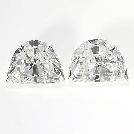 1.03 cttw Pair of Half Moon Natural Diamonds : G / VS2