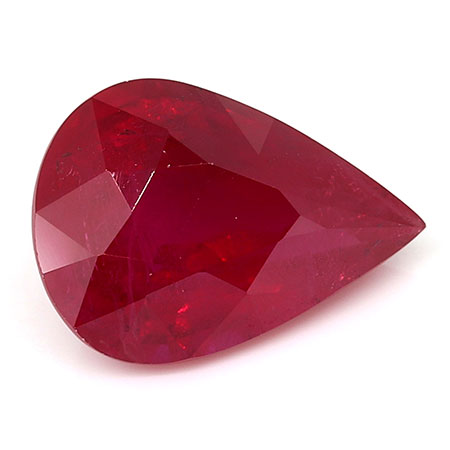 1.34 ct Pear Shape Ruby : Rich Pigeon Blood Red