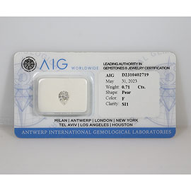 0.71 ct Pear Shape Natural Diamond : F / SI1